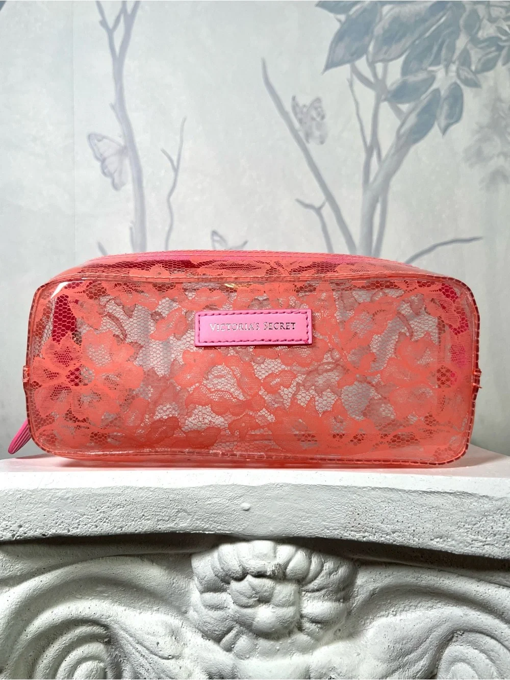 Victoria's Secret Neon Lace Clear Cosmetic Bag Set